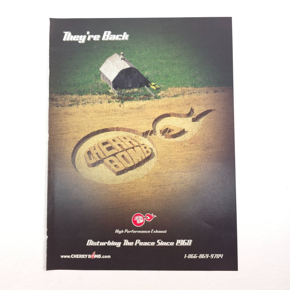 CHERRY BOMB Advertising Print Ad Crop Circle Exhaust Garage Wall Art 2000s